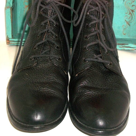 Madewell BlackPebbled-LeatherLace Up Workboots Granny Boots 8M - Picture 3 of 7